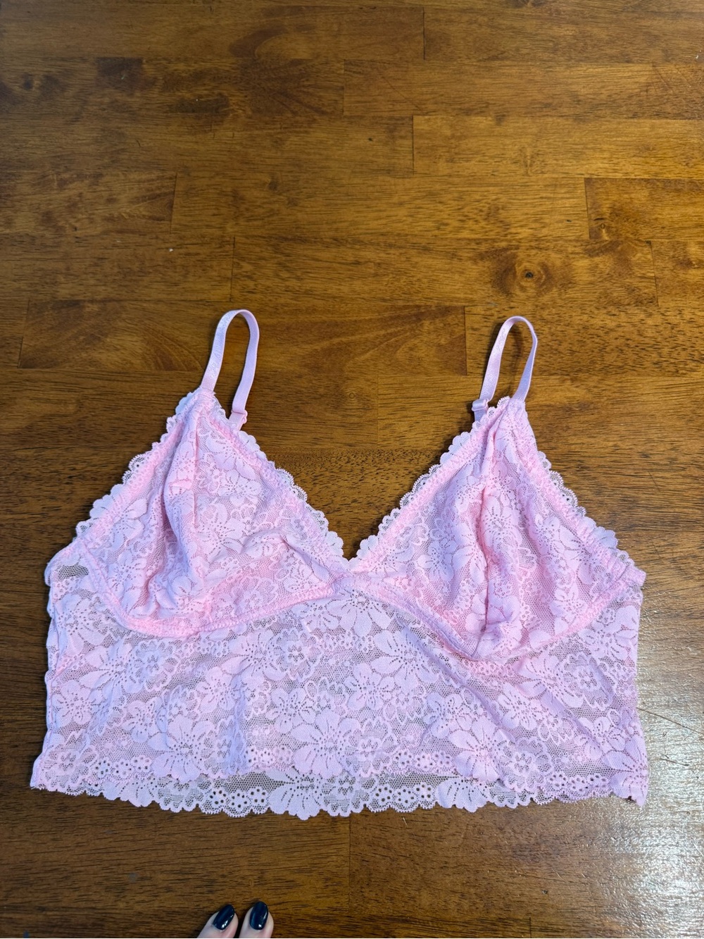 Victoria's Secret PINK Pink Floral Lace Longline Triangle Bralette Bra XL